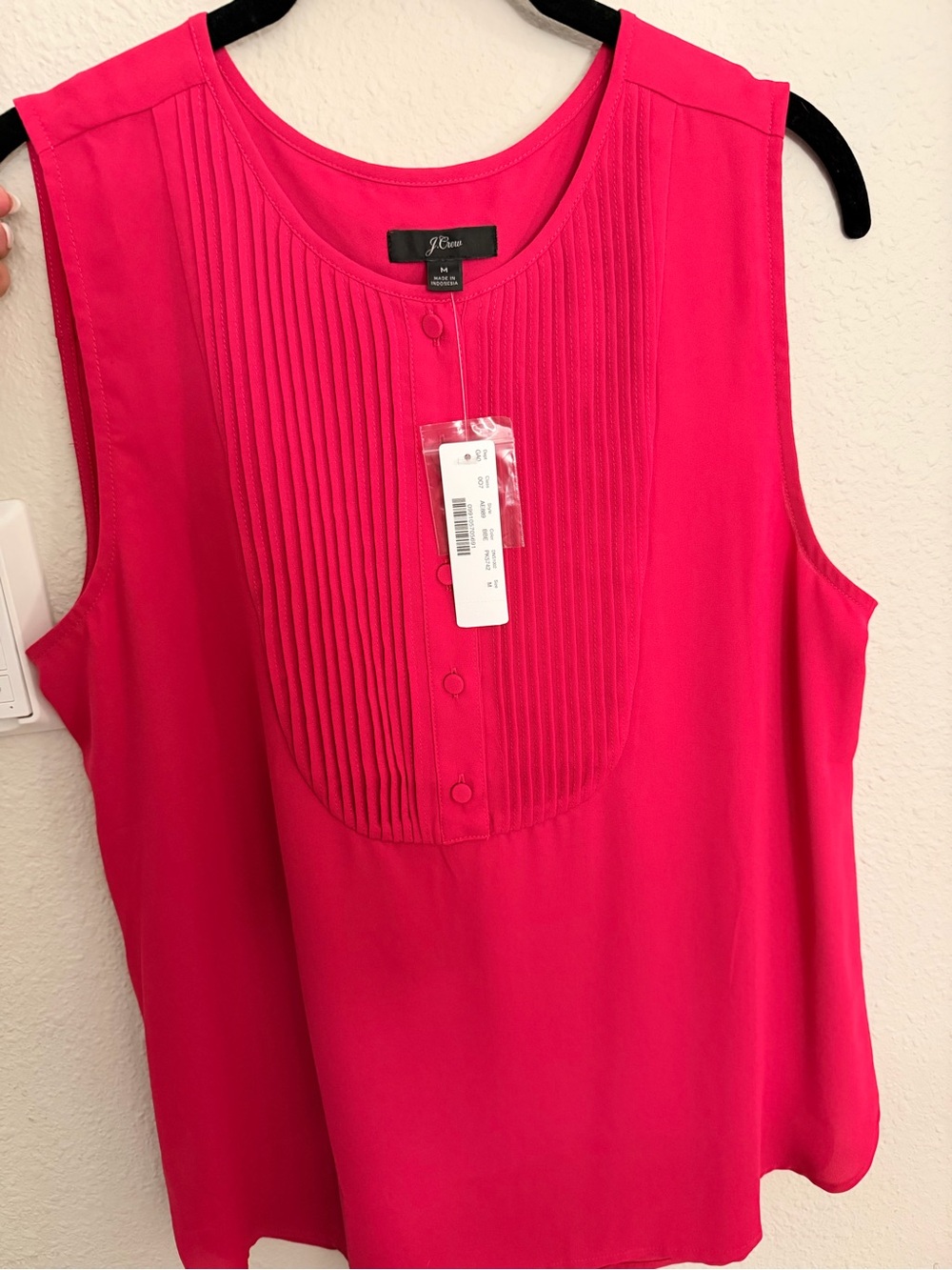 J. Crew Sleeveless Pintuck Tank Top - Hot Pink